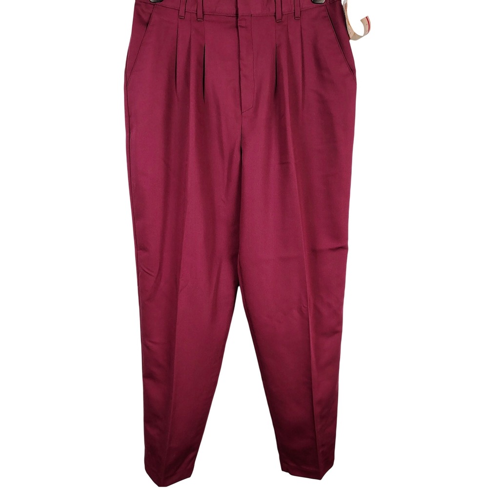 NWT Womens SZ 16 I.C. Isaacs Pleated Trousers Wine Vintage Dark Academia